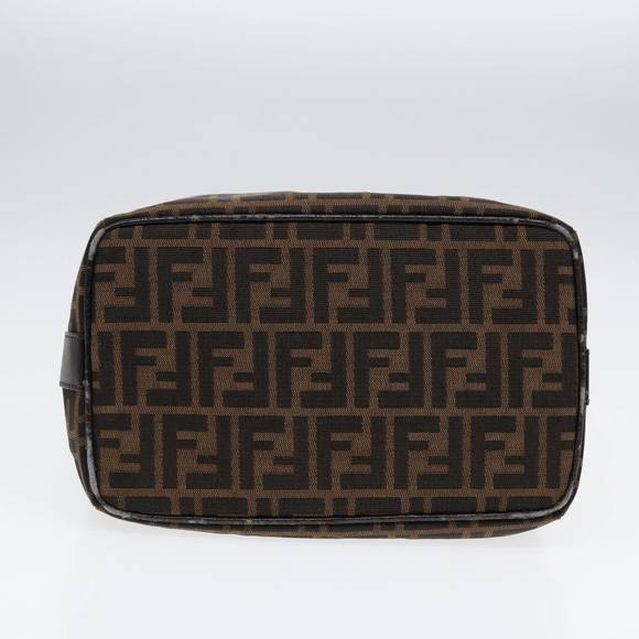 FENDI Zucca Canvas Vanity Pouch Brown Black Silver Auth 87877 - Picture 5 of 16